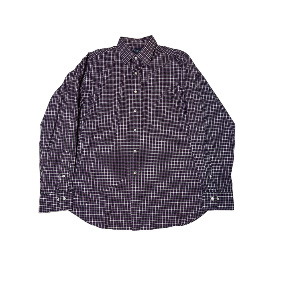 Vtg Polo Ralph Lauren Men's Classic Fit Plaid Dress Shirt XL Purple White Black